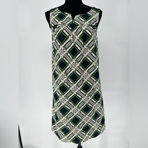 VINEYARD VINES SHIFT‎ NAUTICAL ROPE DRESS IN WHITE NAVY AND GREEN TILLER PLAID